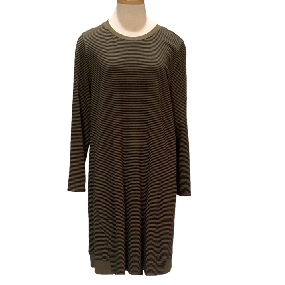 J Jill sz XL green and black striped midi dress